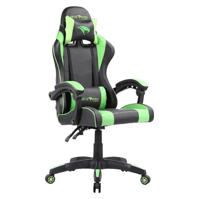 Cadeira Gamer Viper Pro Naja Giratória com Encosto Reclinável - Preto/Verde