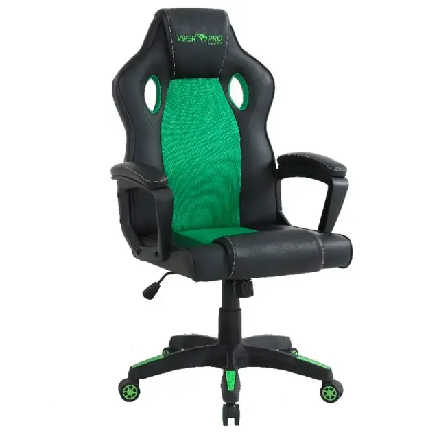 Cadeira Gamer Viper Pro Python Giratória com Encosto Reclinável - Preto/Verde