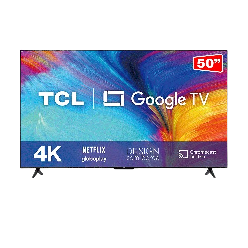 Smart TV TCL LED 50" 4K UHD 50P635, Google TV, HDR com Wifi dual band, Comando por controle de Voz, borda fina, Bivolt Preto