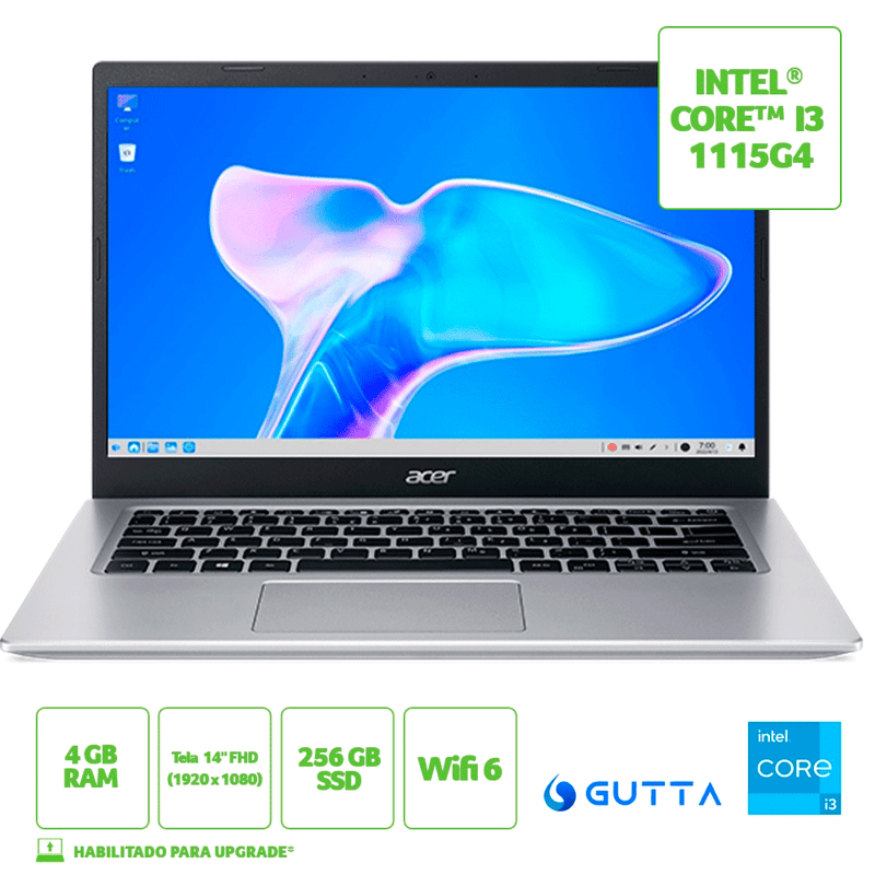 Notebook Acer Aspire 5 A514-54-324N, Intel Core I3, 4 GB, 256GB SSD, 14" Linux Gutta