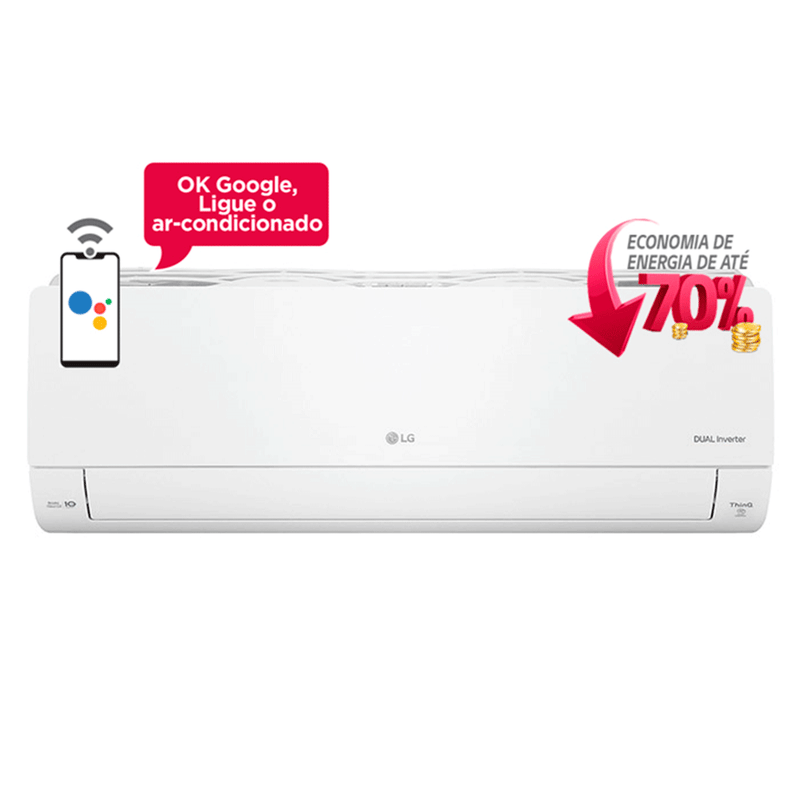 Ar Condicionado Split LG Dual Inverter Voice 9.000 BTU's Quente/Frio, Conexão Wi-Fi, S4-W09AA31B, Branco 220V