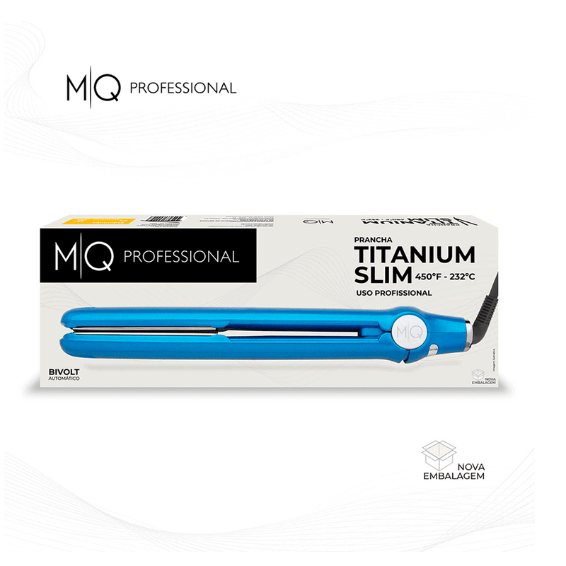 Chapinha / Prancha de Cabelo MQ Professional Titanium Slim Azul/Silver Bivolt