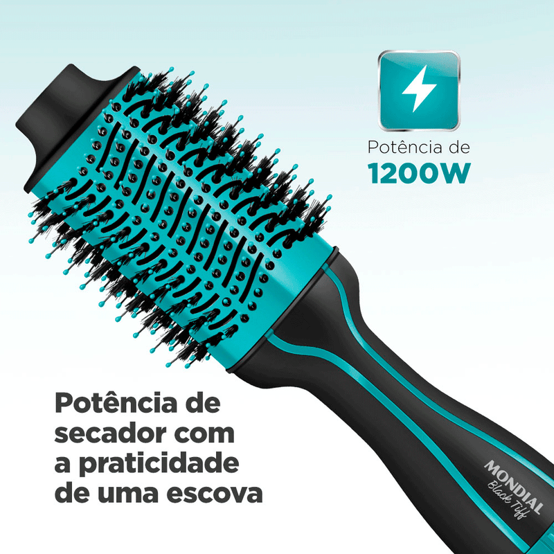 Escova Secadora Mondial Black Tiff ES-16, Preto/Azul Bivolt