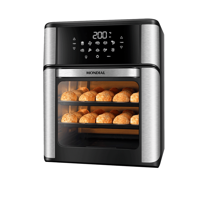 Fritadeira Elétrica Mondial Forno Oven sem Óleo 12L, com Timer - AFO-12L-BI, Preto / Inox 220VA