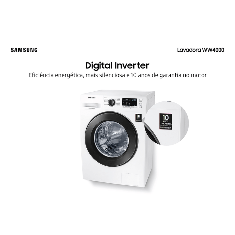 Lavadora Samsung WW4000 Digital Inverter WW11J4473PW, 11 Kg, Branca 220V