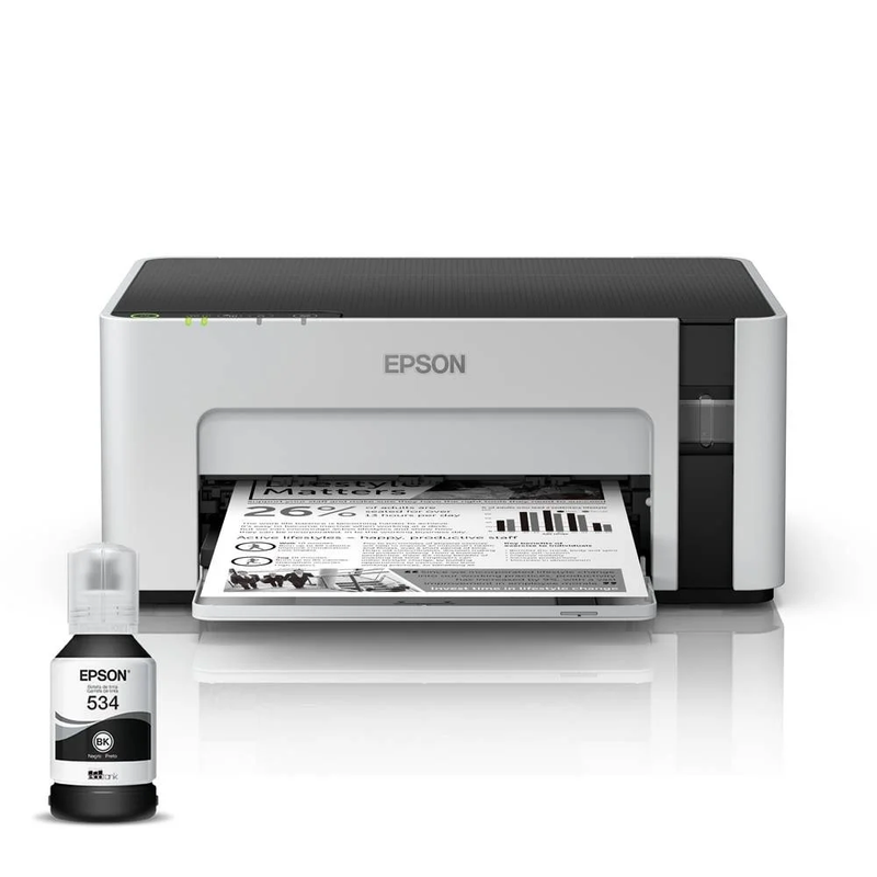 Impressora Epson EcoTank M1120 Monocromática, Wi-Fi Direct, Wireless, Cabo USB, Branca e Bivolt