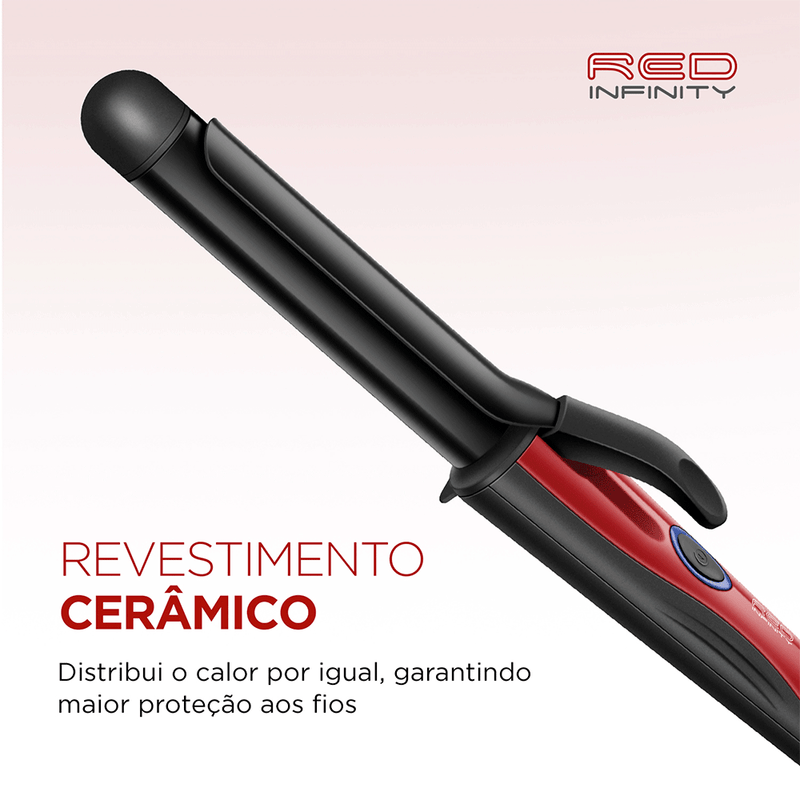 Modelador de Cachos Mondial Red Infinity - EM-12, Preto/Vermelho Bivolt