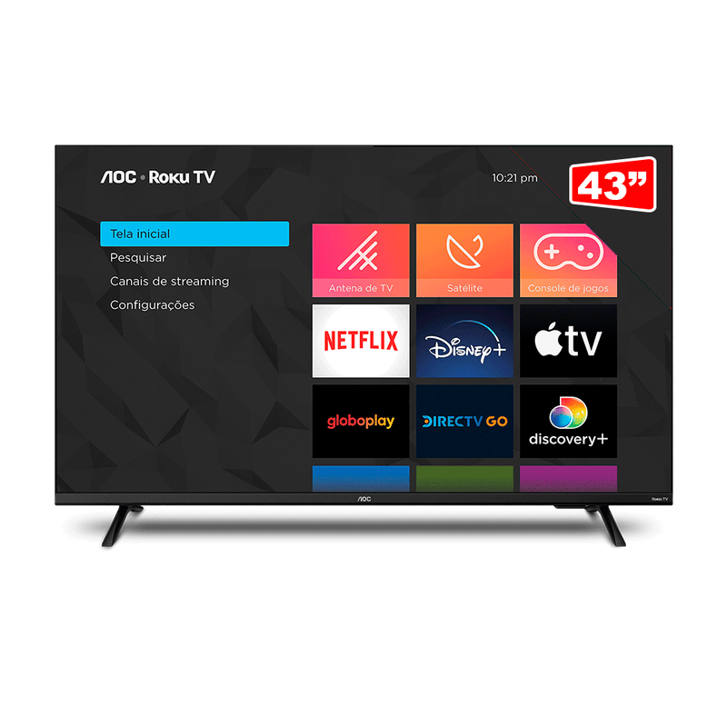 Smart TV AOC 43" Full HD Conexão Wi-Fi, Conversor Digital Bivolt  -Preta