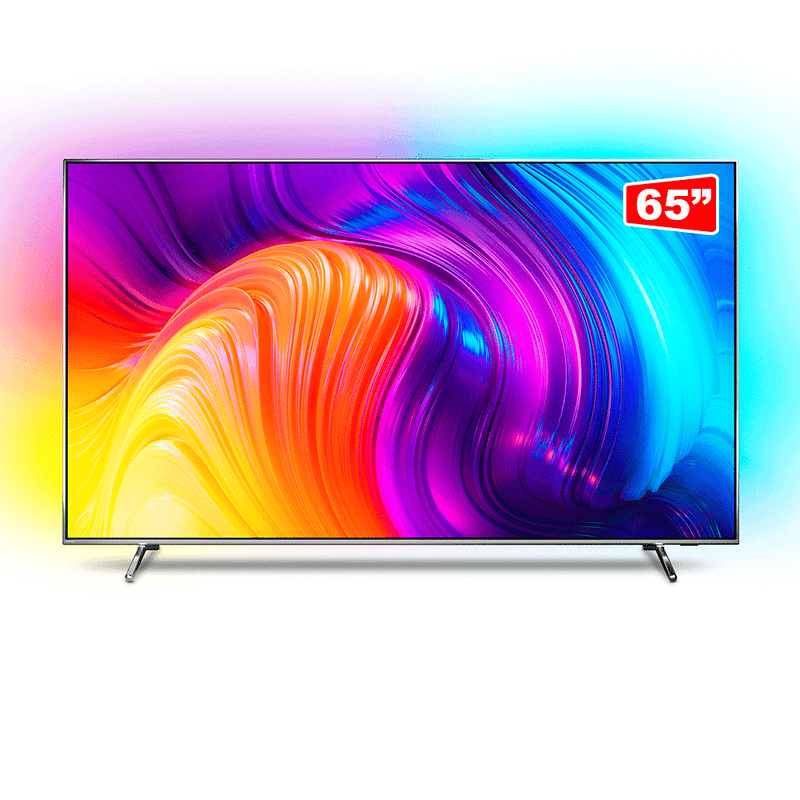 Smart TV Philips 65" 4K UHD LED Ambilight, Dolby Vision - Prata Claro