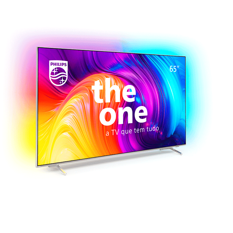 Smart TV Philips 65" 4K UHD LED Ambilight, Dolby Vision - Prata Claro