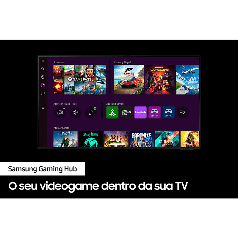 Samsung Smart TV 70" UHD  Processador Crystal 4K, Gaming Hub - Preto