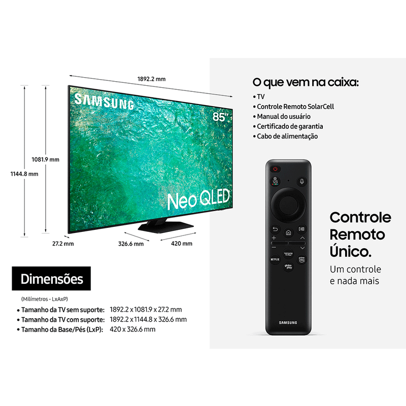 Samsung Smart TV 85" Neo QLED 4K Processador com IA - Preto Titan