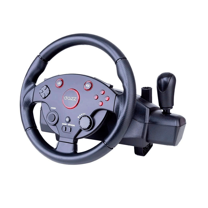 Volante Dazz Force Driving com Pedal Compatível com PC, PS3, PS4, PS5, XBOX ONE, XBOX 360 Preto